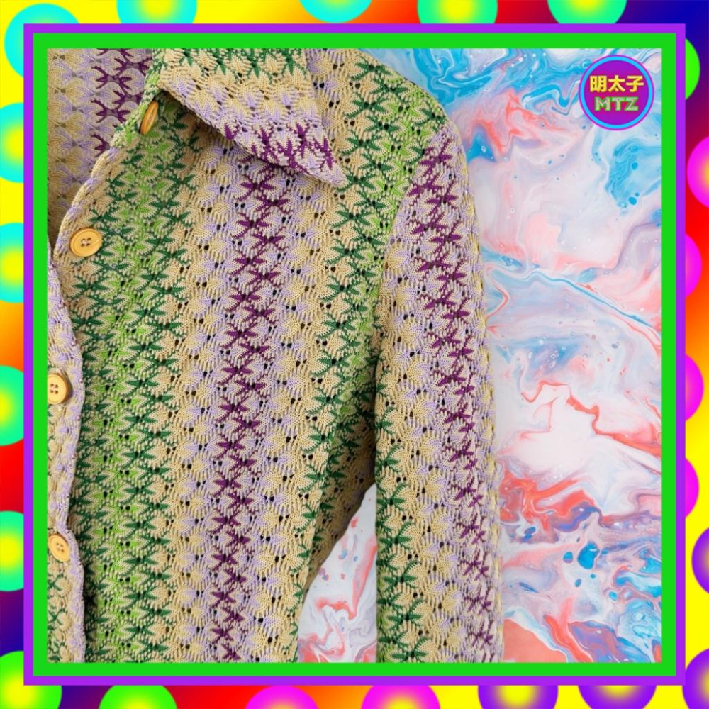 二手 COCOTTE 彩色 針織 略鏤空 彈性 合身 長袖 襯衫 F925 【明太子 古著應召站】-細節圖2