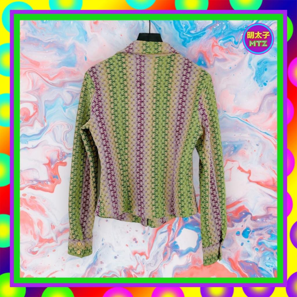 二手 COCOTTE 彩色 針織 略鏤空 彈性 合身 長袖 襯衫 F925 【明太子 古著應召站】-細節圖3