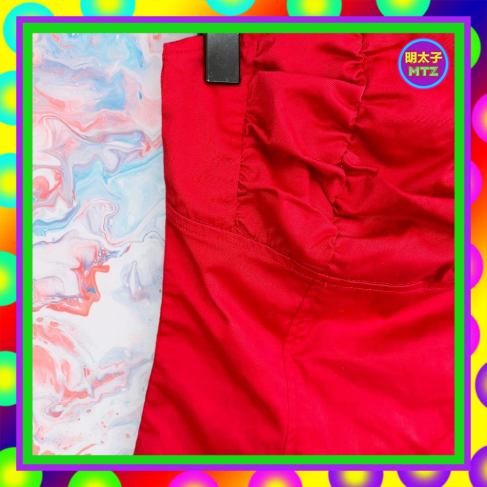 二手 BENPIN 紅色 略挺 略彈性 抓奶皺 鬆緊領 側拉鍊 背心 F920 【明太子 古著應召站】-細節圖2