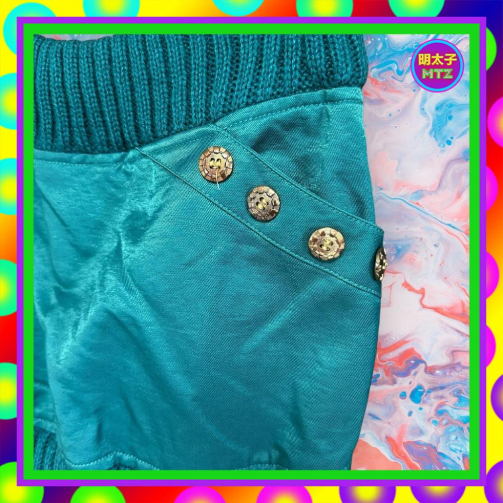 二手 container 藍綠色 反光 毛線 口袋 窄版 迷你 低腰 28~30 短裙 F911 【明太子 古著應召站】-細節圖2