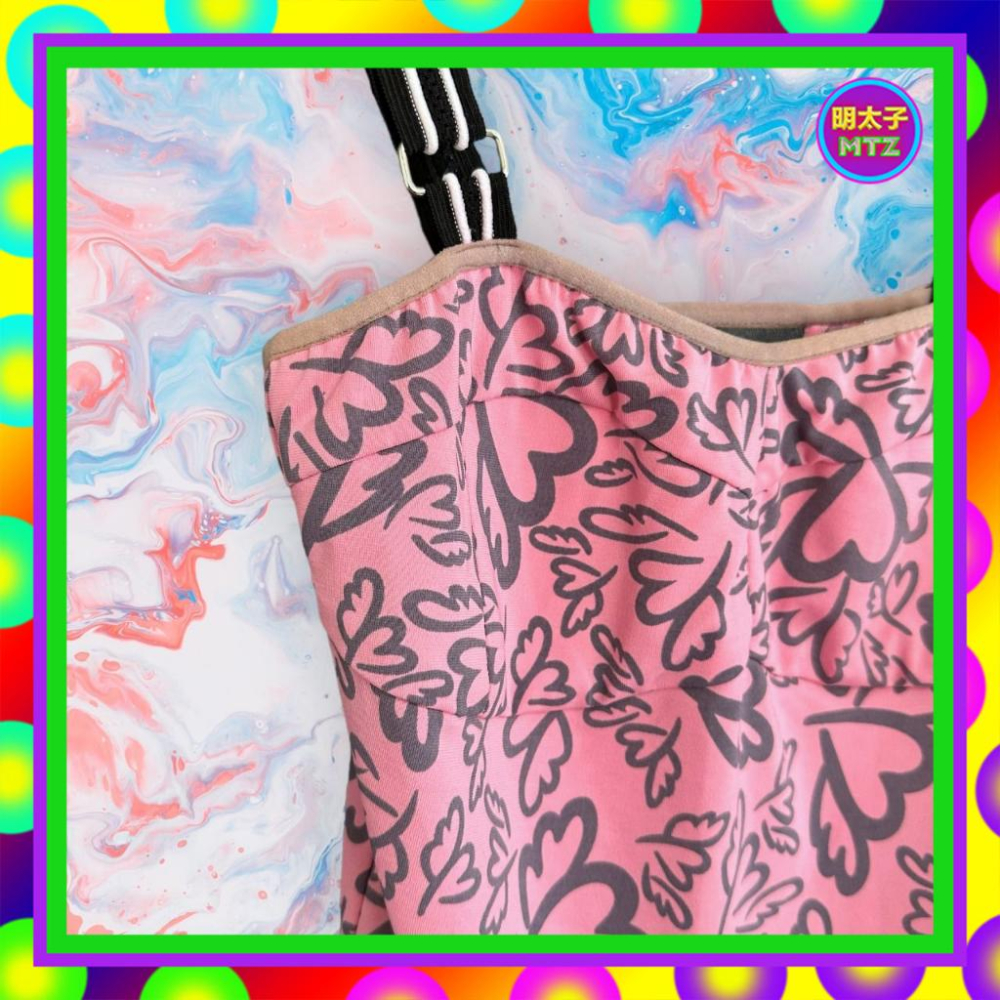 二手 BAITER 粉紅灰配色 印花 彈性 拼接 背心 F817【明太子 古著應召站】-細節圖2