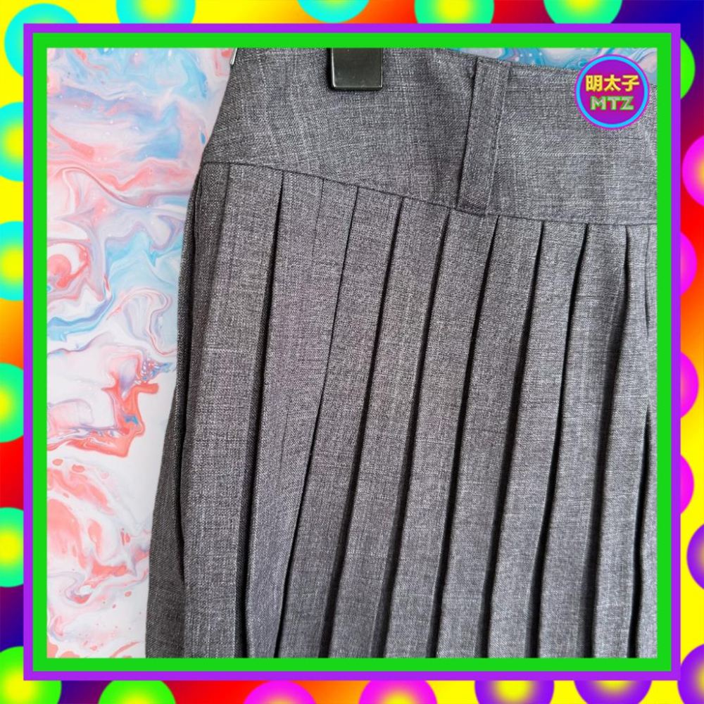 二手 CITY HOT 灰色 西裝布 彈性 壓褶 略挺 低腰 27 短裙 F816 【明太子 古著應召站】-細節圖2