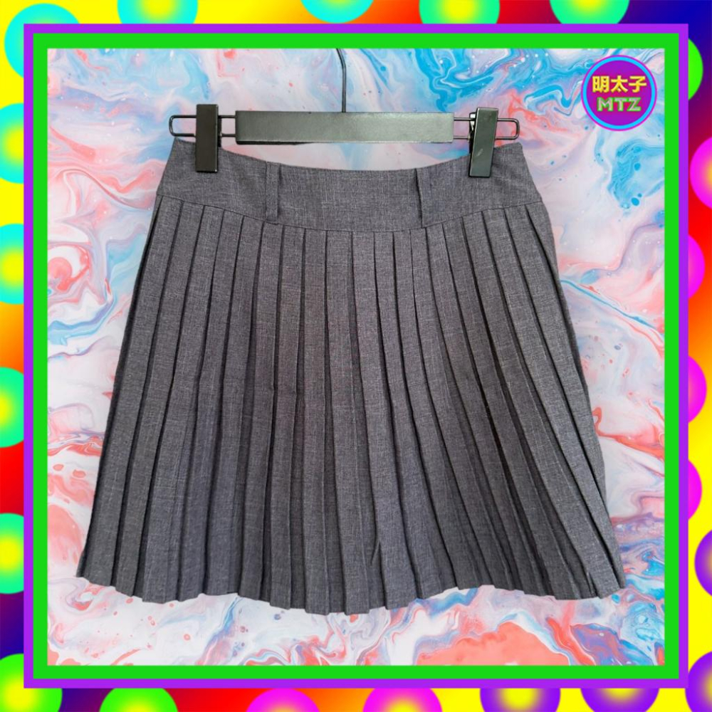 二手 CITY HOT 灰色 西裝布 彈性 壓褶 略挺 低腰 27 短裙 F816 【明太子 古著應召站】-細節圖3