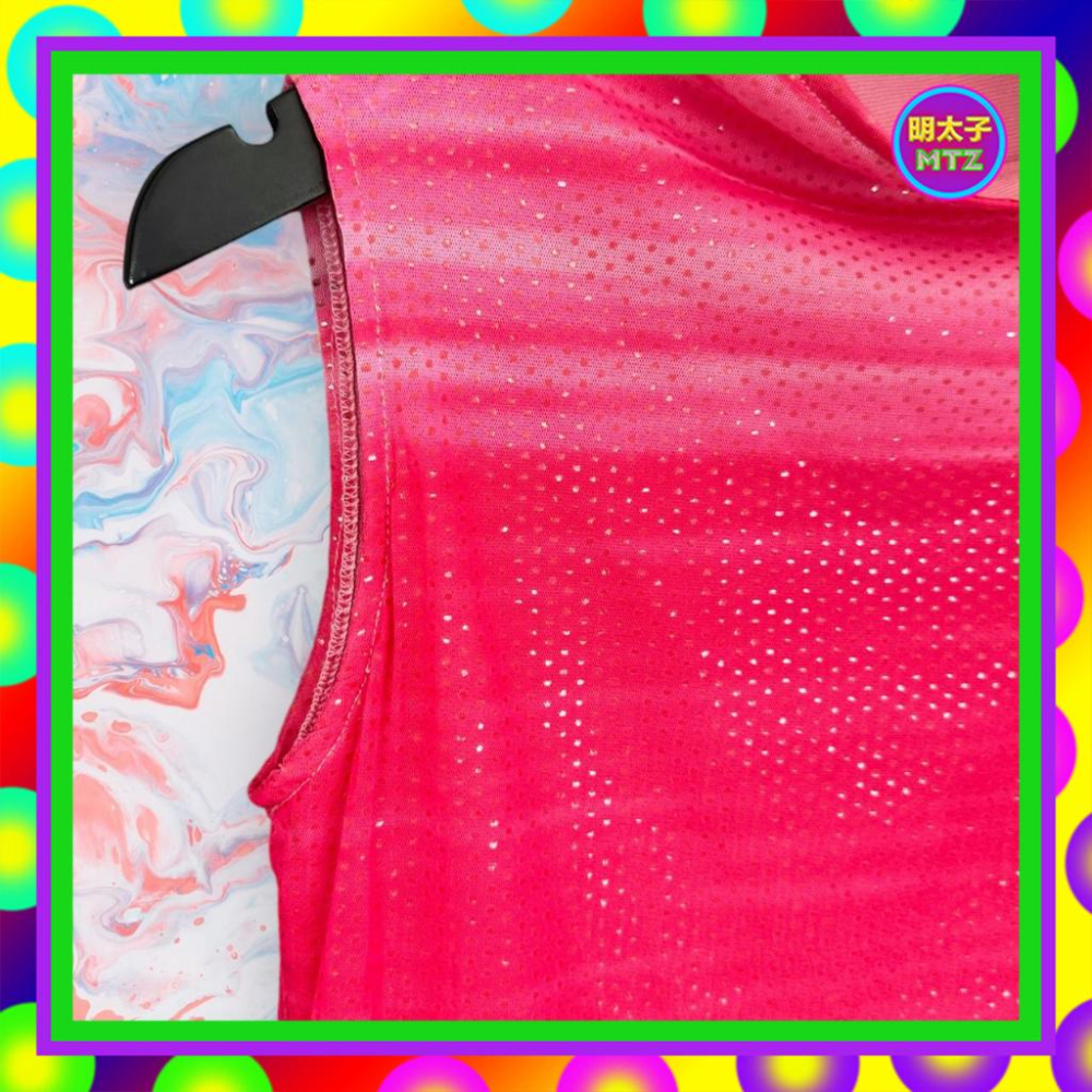 二手 ADA 桃紅色 雙層 細網 亮面點點壓紋 輕薄軟 彈性 背心 F731 【明太子 古著應召站】-細節圖2