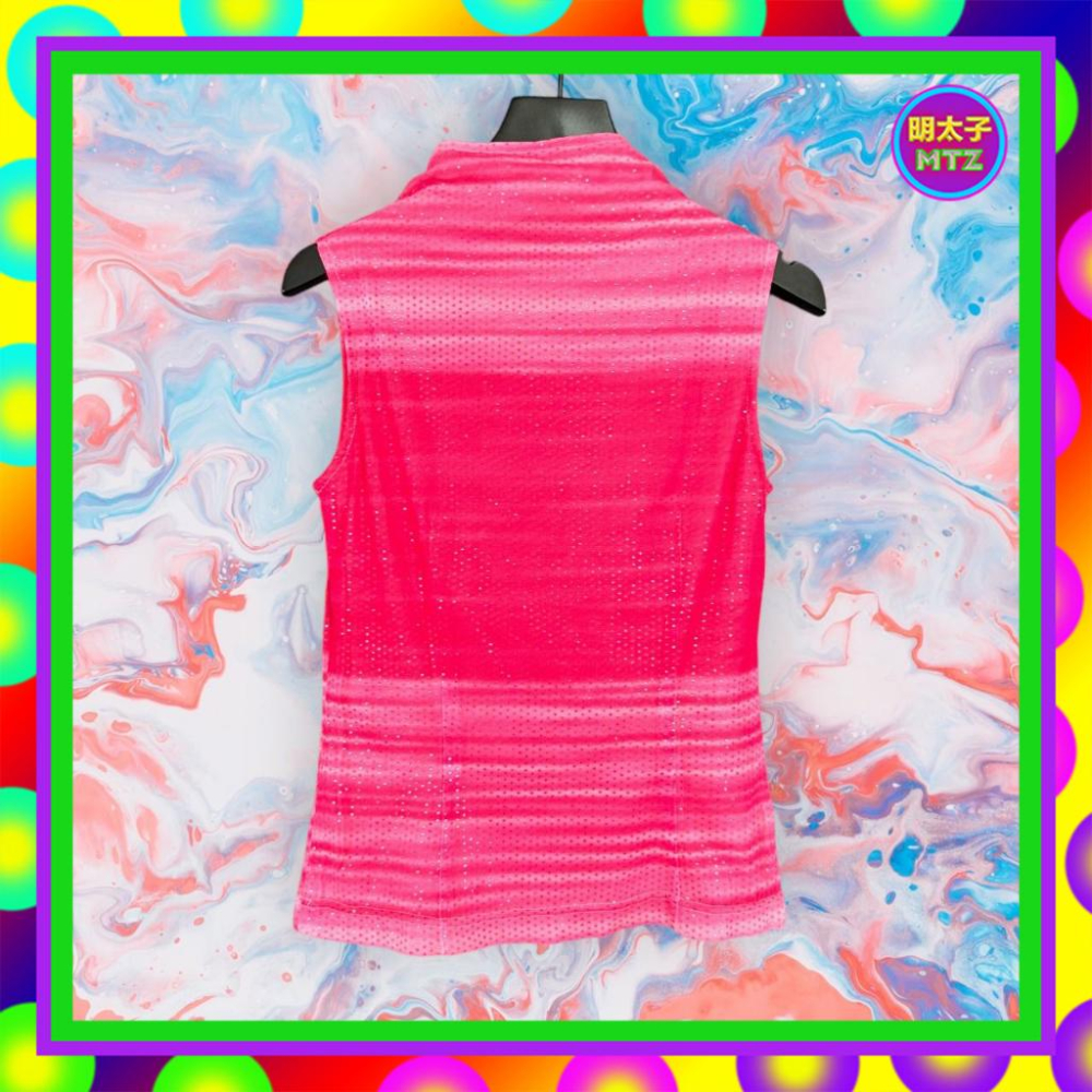 二手 ADA 桃紅色 雙層 細網 亮面點點壓紋 輕薄軟 彈性 背心 F731 【明太子 古著應召站】-細節圖3