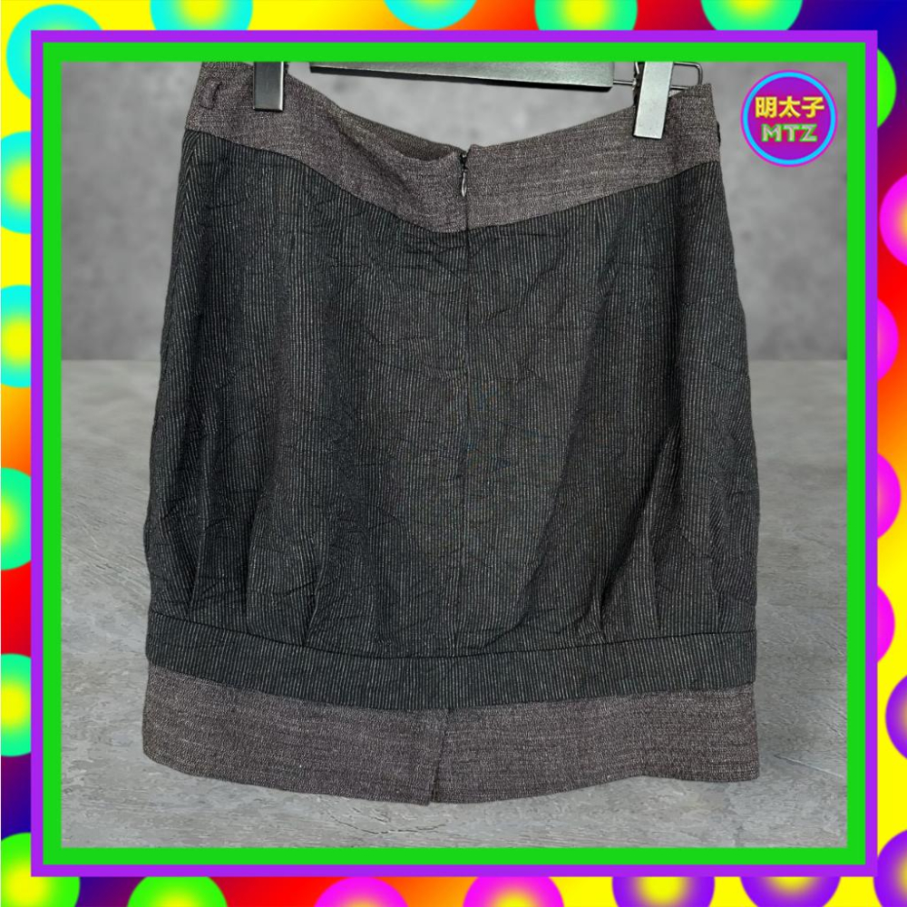 二手 COP COPINE 灰黑配色 輕薄 微挺 拼接 線條 收口 低腰 30 短裙 F724 【明太子 古著應召站】-細節圖4