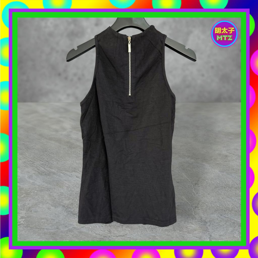 二手 ACTRESS 黑色 踢恤布 拼接 銀織紋 彈性 內挖 削肩 後上拉鍊 背心 F720 【明太子 古著應召站】-細節圖3