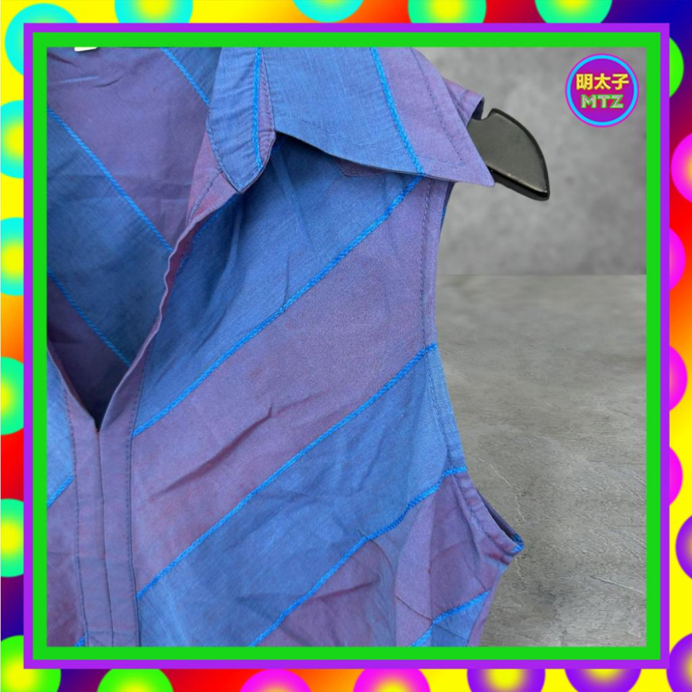 二手 MIKOKO 紫藍配色 變色 輕薄 拼接 略彈性 背心 F706 【明太子 古著應召站】-細節圖2