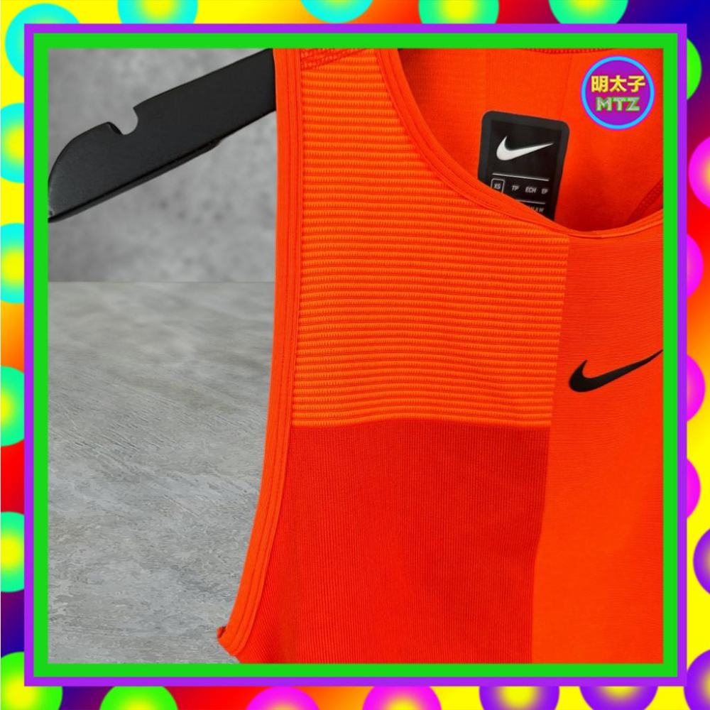 二手 螢光橘 拼接 織紋 彈性 中短版 運動 背心 F620 【明太子 古著應召站】-細節圖2