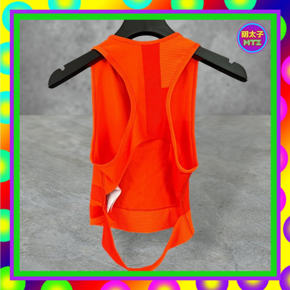 二手 螢光橘 拼接 織紋 彈性 中短版 運動 背心 F620 【明太子 古著應召站】-細節圖3