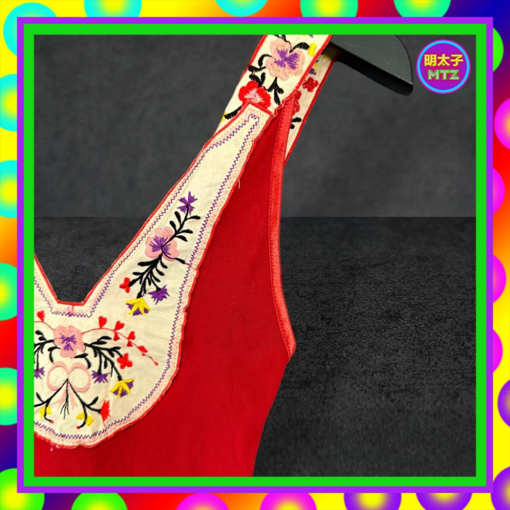 LA GARCONNE DE PARIS 紅色 微透 刺繡 彈性 緊身 背心 PF424 【明太子 古著應召站-細節圖2