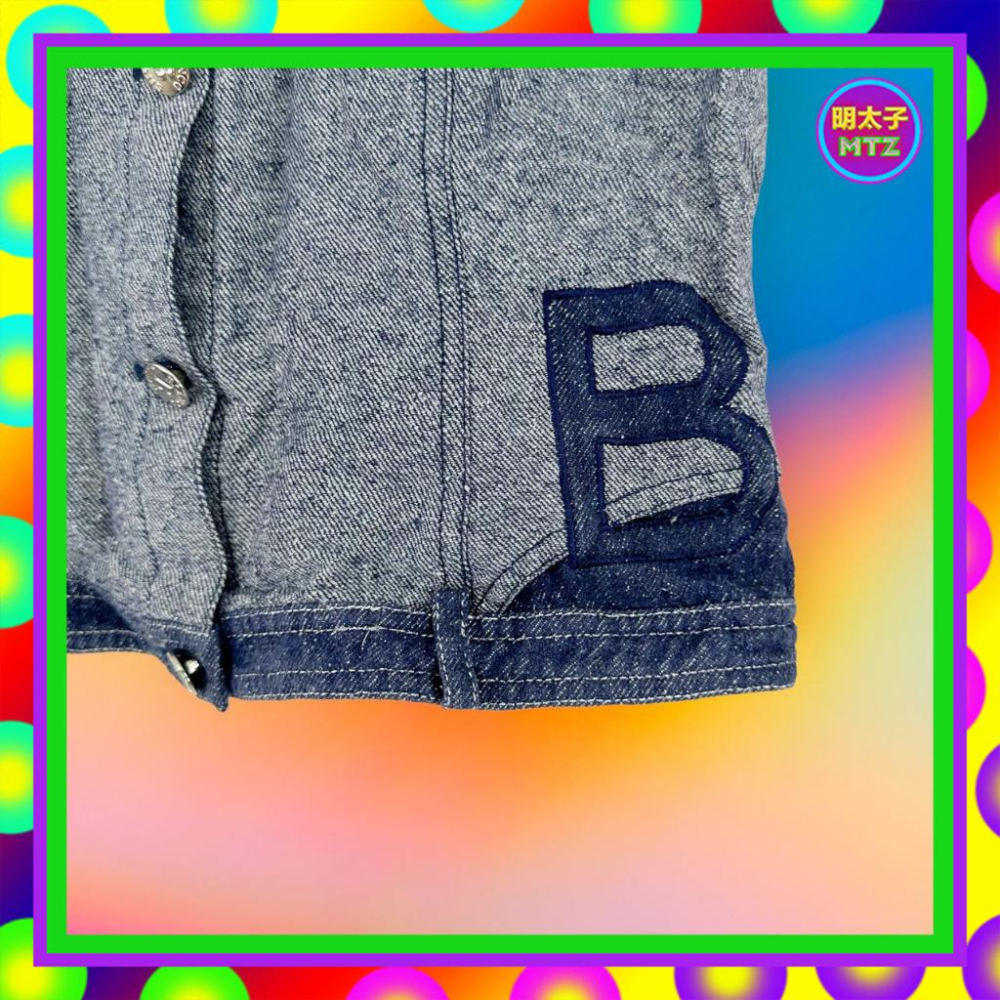 二手 BIANCO 藍色 薄牛仔 銀蔥 拼接 刺繡 排釦 背心 PF419 【明太子 古著應召站】-細節圖2