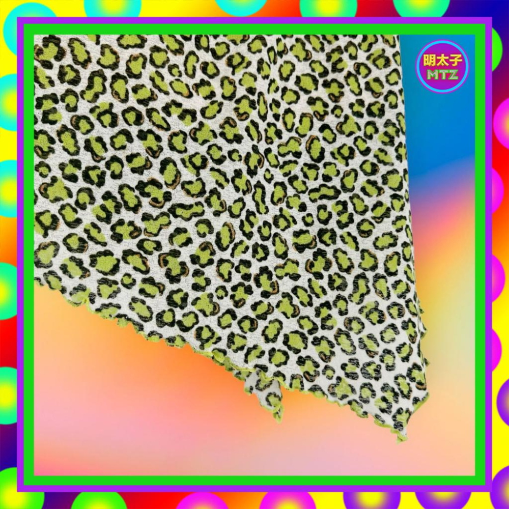 二手 BENPIN 綠色 豹紋 印花 彈性 背心 F330 【明太子 古著應召站】-細節圖2