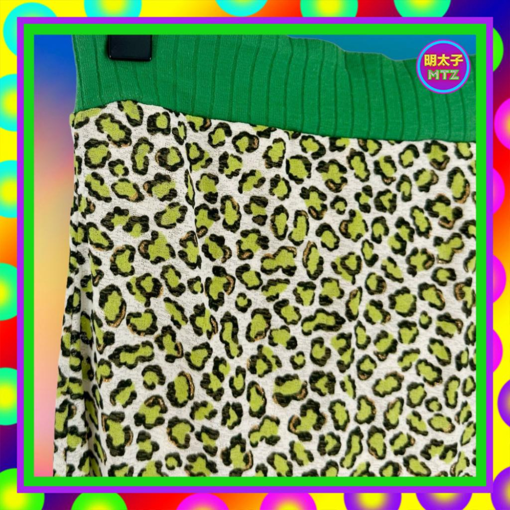 二手 BENPIN 綠色 豹紋 印花 彈性 背心 F330 【明太子 古著應召站】-細節圖3