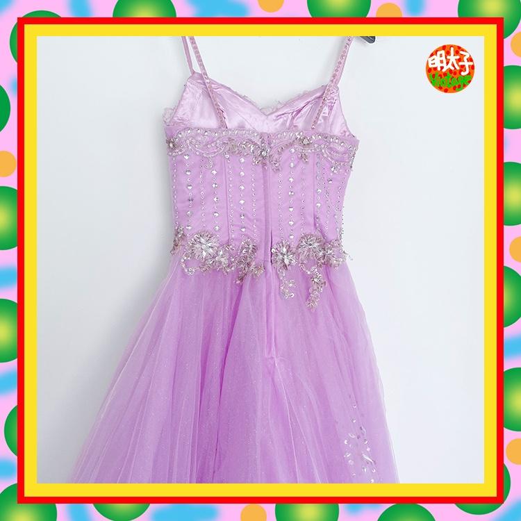 二手 粉紫色 網紗 鑽珠飾 蕾絲 大傘裙 禮服 洋裝 ME19 【明太子 古著應召站】-細節圖2