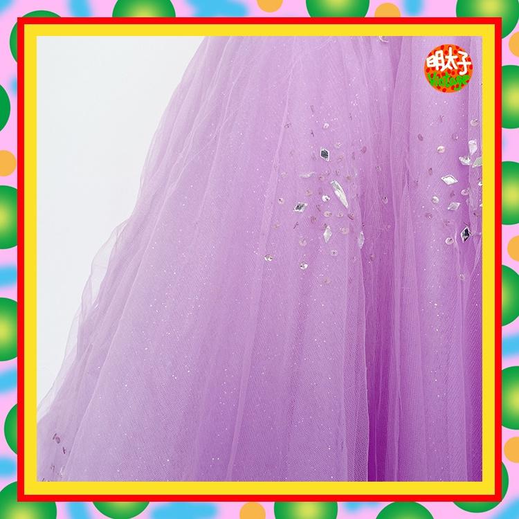 二手 粉紫色 網紗 鑽珠飾 蕾絲 大傘裙 禮服 洋裝 ME19 【明太子 古著應召站】-細節圖3