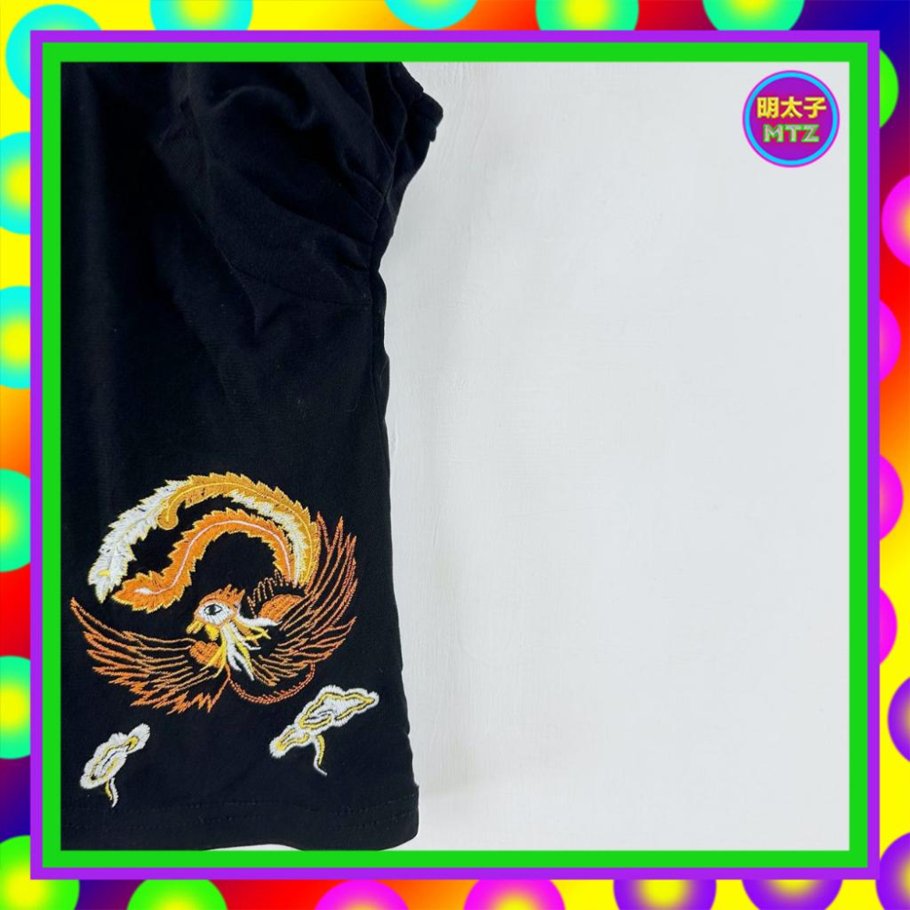 二手 DOM DOM 黑色 抓奶皺 刺繡 彈性 背心 F203 【明太子 古著應召站】-細節圖2