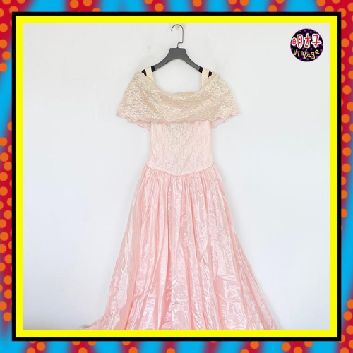 二手 粉紅色 蕾絲 珠飾 公主禮服 洋裝 C1230B 【明太子 古著應召站】