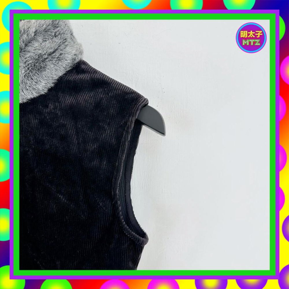 二手 BAITER 黑灰配色 條紋絨 拼接 短毛 彈性 背心 E1216 【明太子 古著應召站】-細節圖2