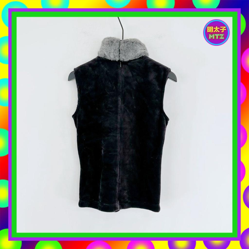 二手 BAITER 黑灰配色 條紋絨 拼接 短毛 彈性 背心 E1216 【明太子 古著應召站】-細節圖3