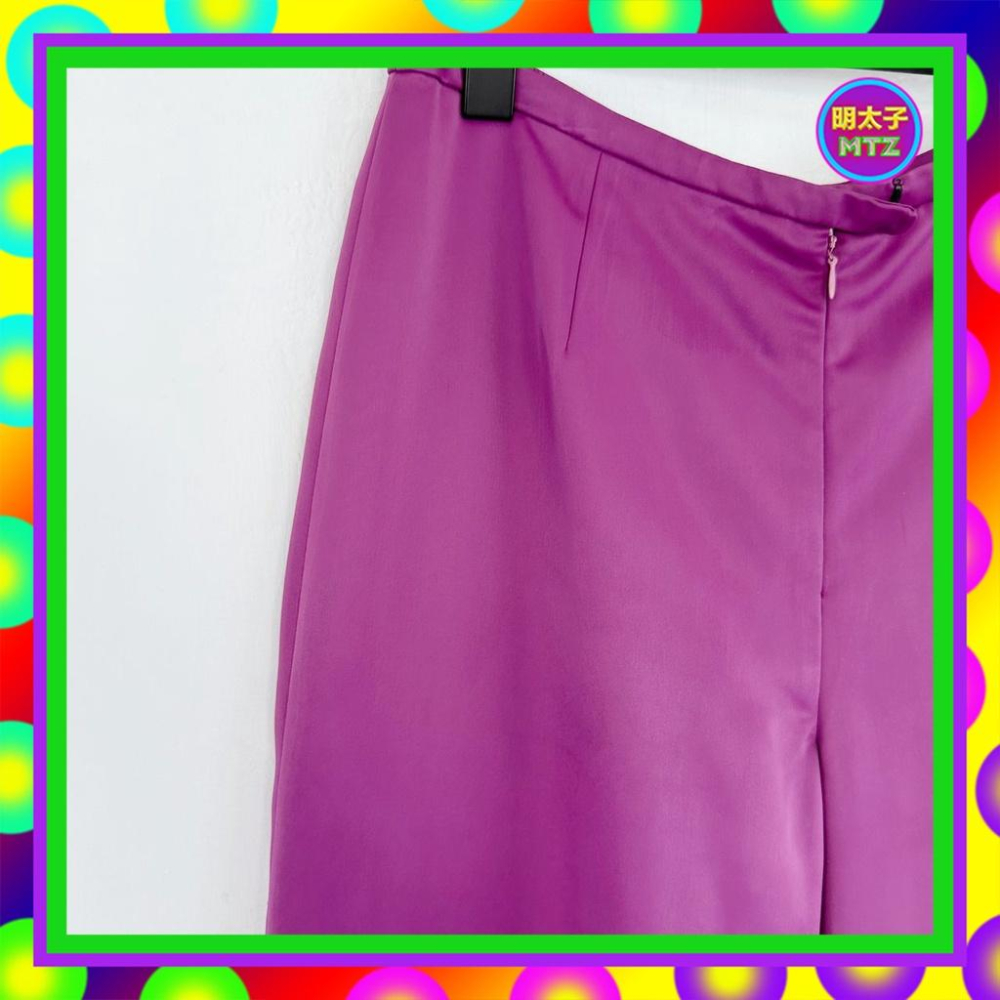 二手 紫色 光澤 寬鬆 中低腰 29 長褲 E1128 【明太子 古著應召站】-細節圖2