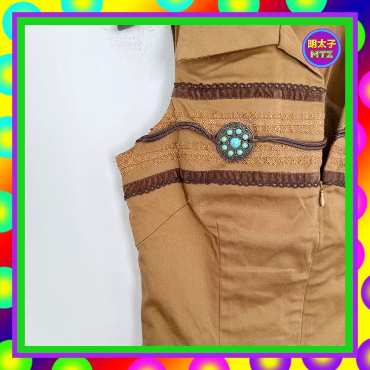 二手 2CV 咖啡色 拼接珠飾 拉鍊 彈性 背心 E1007 【明太子 古著應召站】-細節圖2