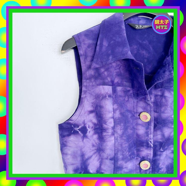 二手 E-ONE 紫色 排釦 彈性 背心 E929 【明太子 古著應召站】-細節圖2