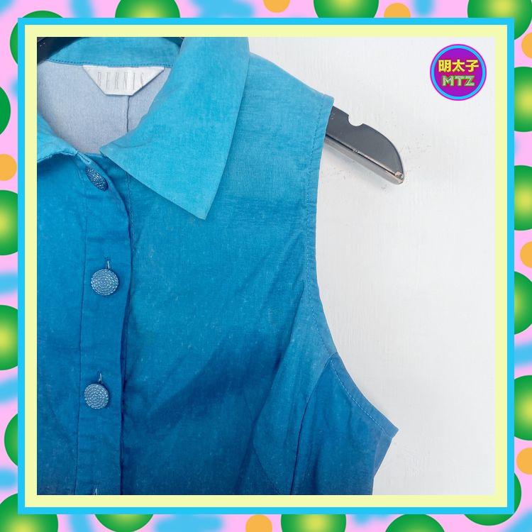 二手 BERNIS 藍色 漸層 彈性 排釦 背心 E822 【明太子 古著應召站】-細節圖2