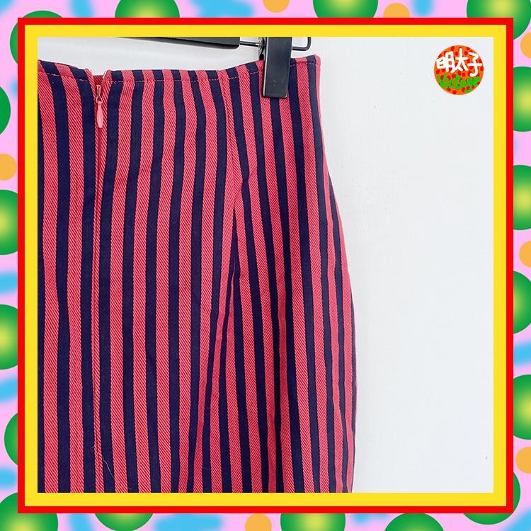 二手 BODY FASHION 紅藍 緹花 條紋 高腰 28 短裙 D1215 【明太子 古著應召站】-細節圖2