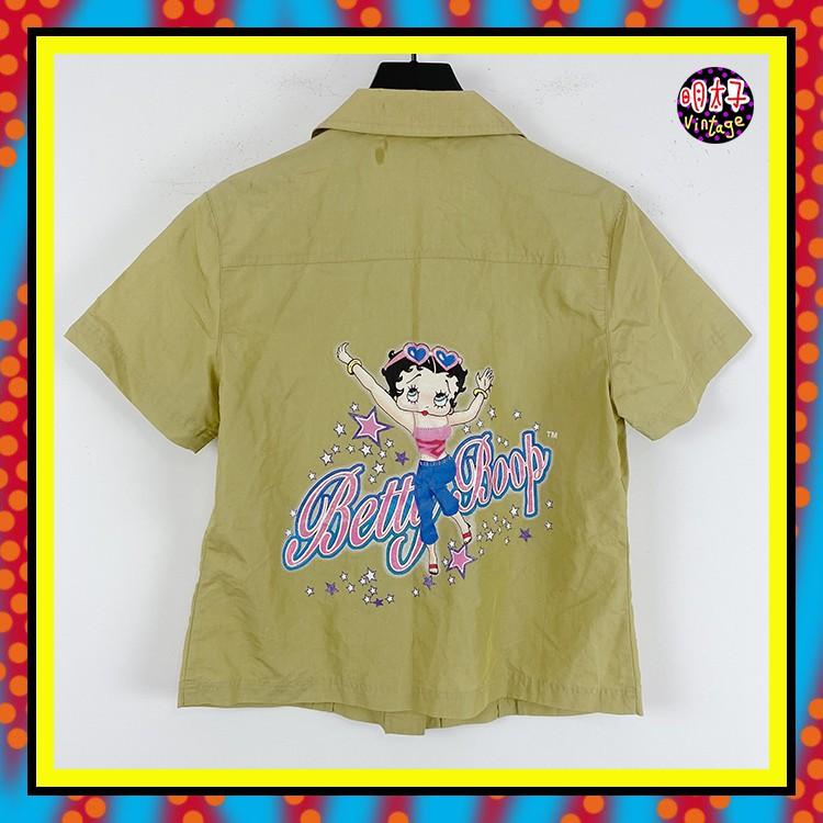 二手 BETTY 刺繡 印花 卡其 短袖 襯衫 D820 【明太子 古著應召站】-細節圖3