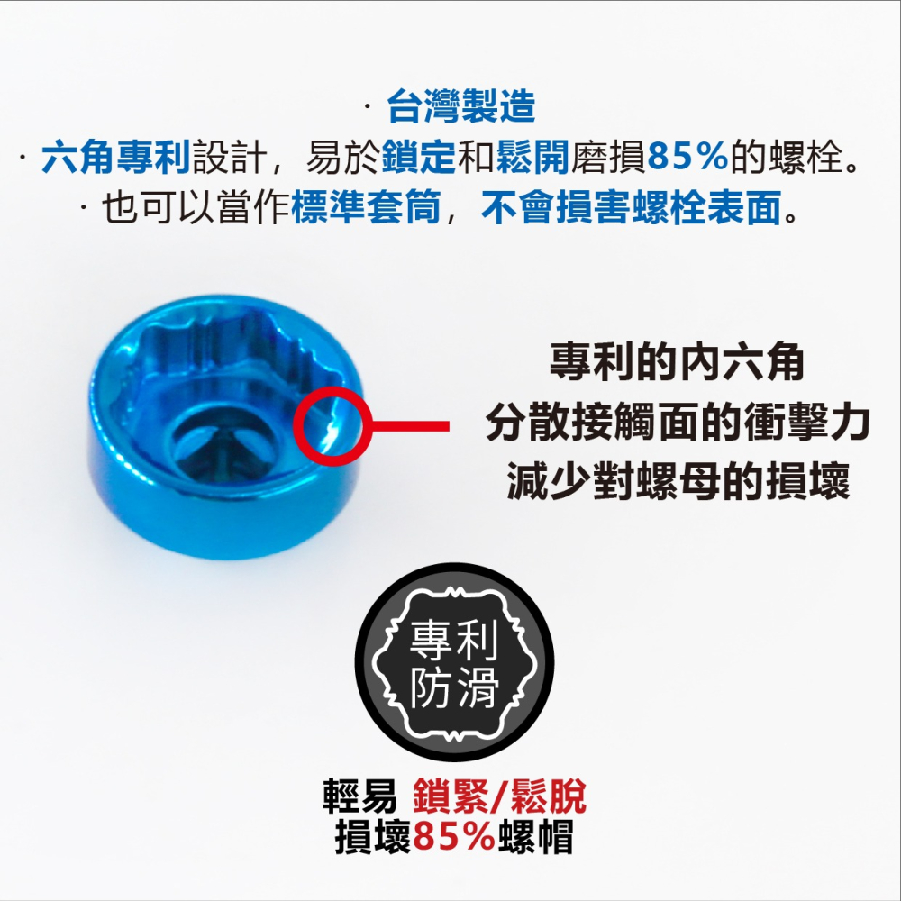 【台灣製造】2分 超短 穿透式 防滑套筒組 6-19mm 1/4＂ Dr. 手動套筒 專利設計 手工具 拆滑牙螺帽-細節圖2