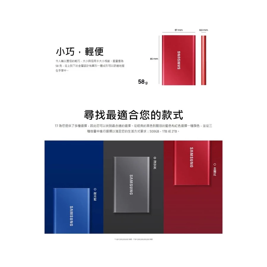 《SUNLINK》SAMSUNG 三星T7 1T 1TB USB 3.2 Gen 2移動固態硬碟公司貨-細節圖5