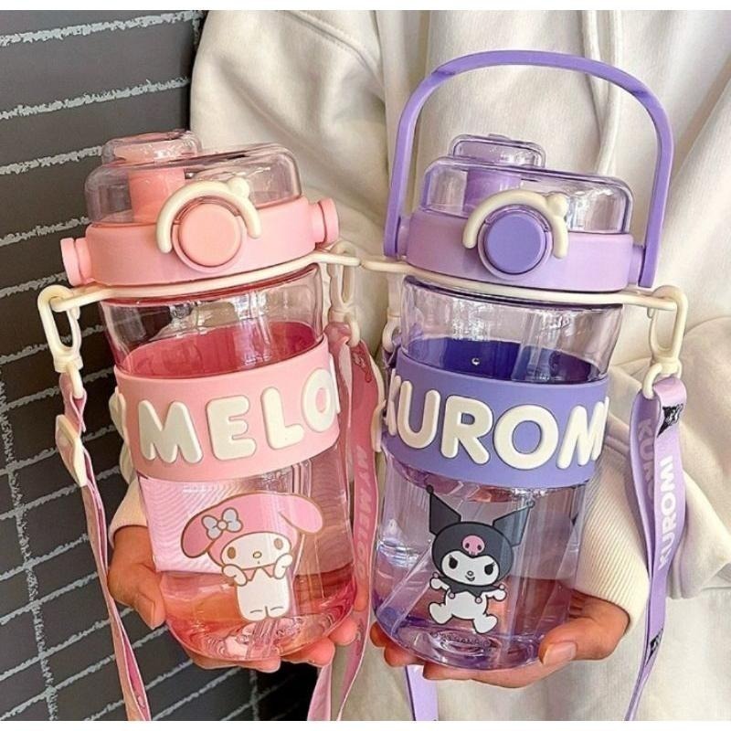 745ML三麗鷗雙飲塑料杯便攜時尚兒童背帶太空吸管杯學生斜跨水壺-細節圖4