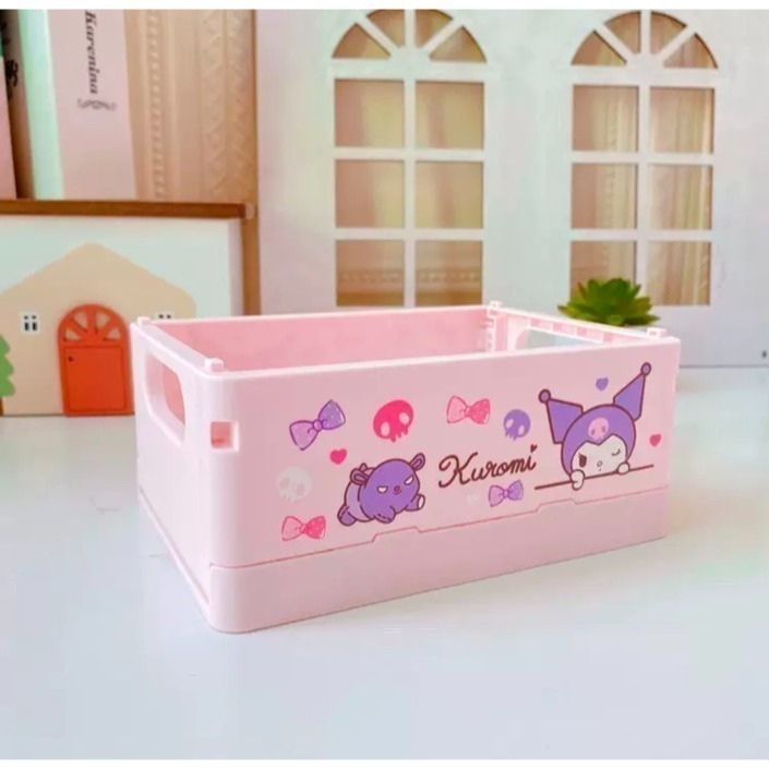 少女心桌面可折叠收納化妝品口紅整理盒學生宿舍雜物儲物盒小號-細節圖2