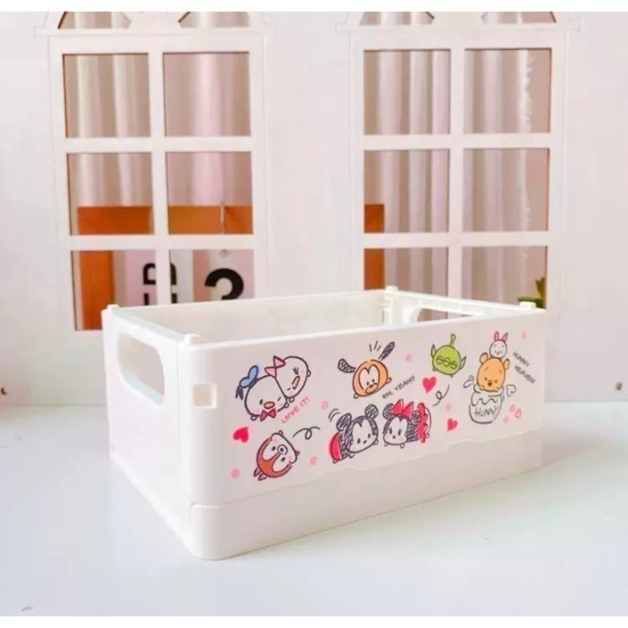 少女心桌面可折叠收納化妝品口紅整理盒學生宿舍雜物儲物盒小號-細節圖6