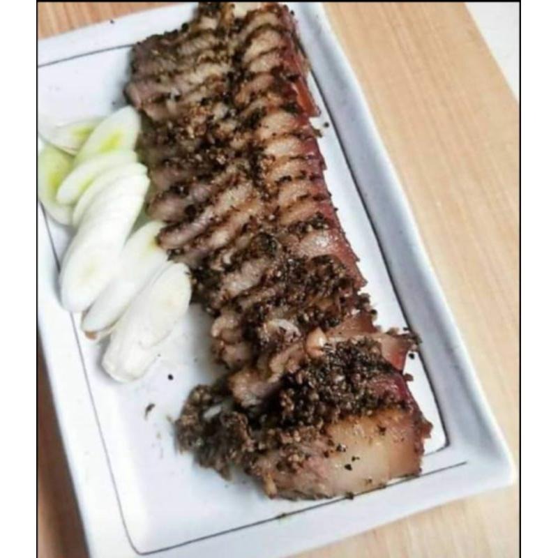 魚魚小舖 新上市 手作 古早味鹹豬肉 台灣黑豬肉 頂級黑胡椒香400g-細節圖4