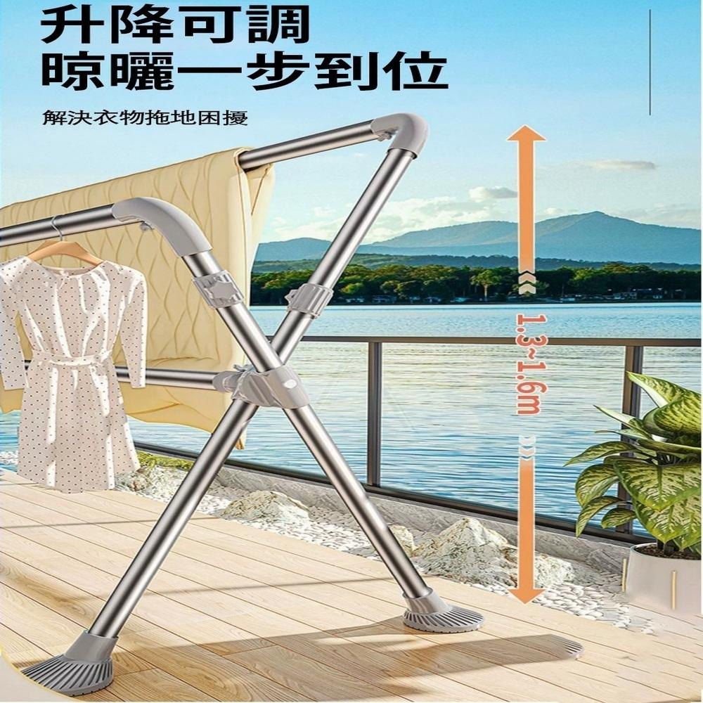 X型不鏽鋼曬衣架 升級可升降伸縮衣架 晾衣架 不銹鋼掛衣架 三桿曬衣架 曬被架-細節圖3