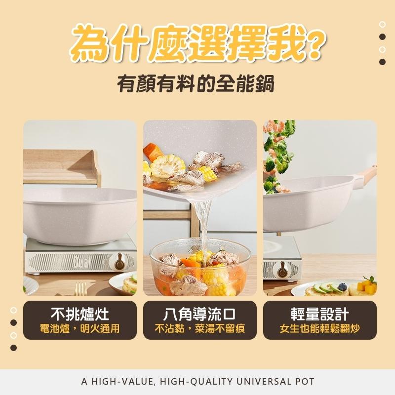 加深抗菌麥飯石八角不沾鍋28 32cm(附蓋) 不挑爐具 可IH 加贈矽膠鍋鏟-細節圖2