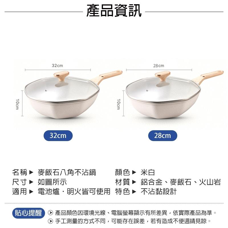 加深抗菌麥飯石八角不沾鍋28 32cm(附蓋) 不挑爐具 可IH 加贈矽膠鍋鏟-細節圖9
