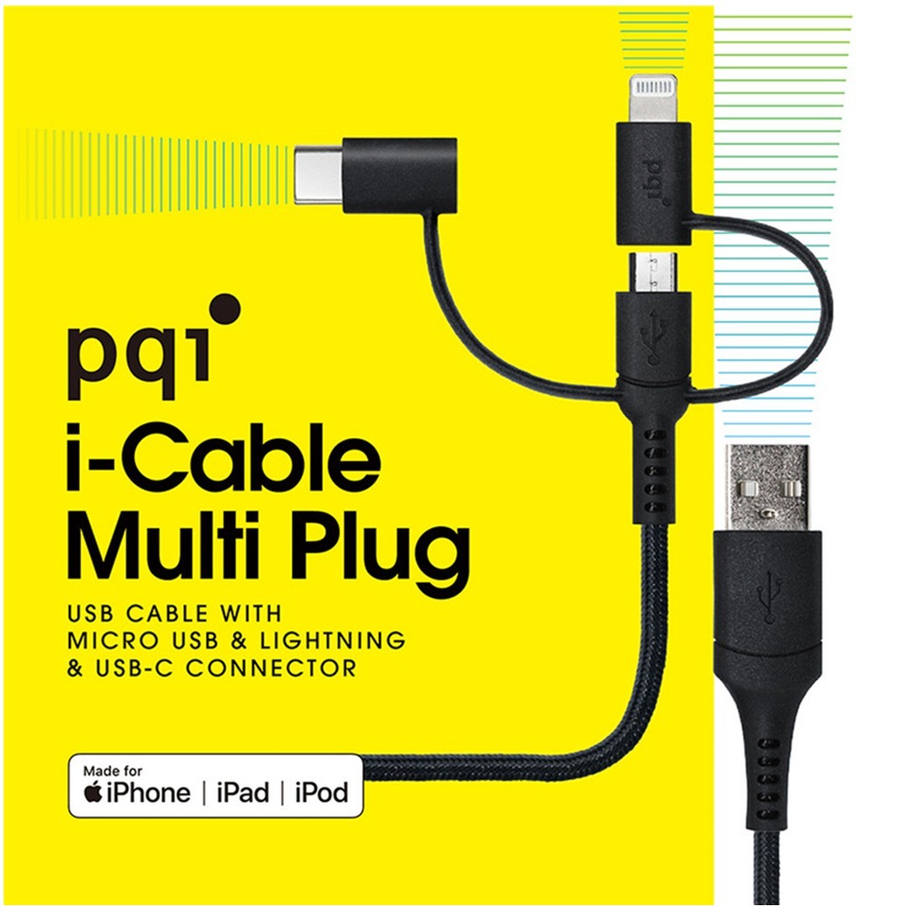 PQI i-Cable Multi-Plug 100cm 三合一多功能傳輸線-細節圖2