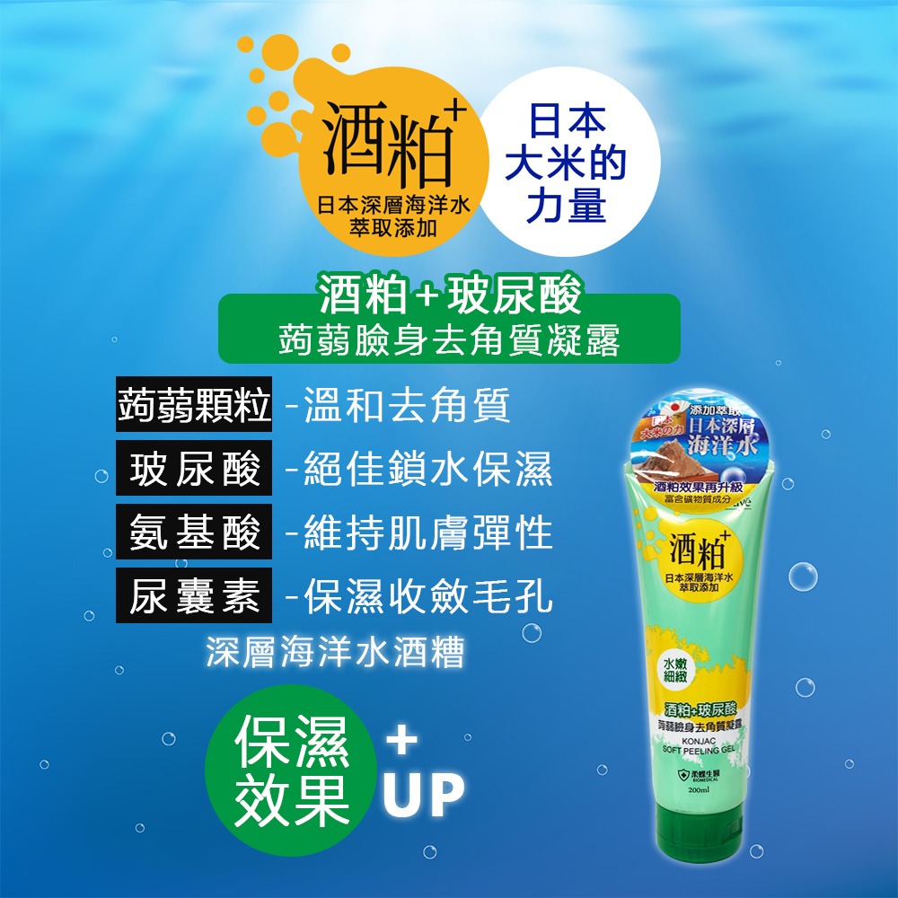 〔現貨〕柔蝶生醫 酒粕系列洗面乳150ML/去角質200ML 膠原蛋白洗面乳 全身去角質 臉部去角質 蒟蒻微粒-細節圖5