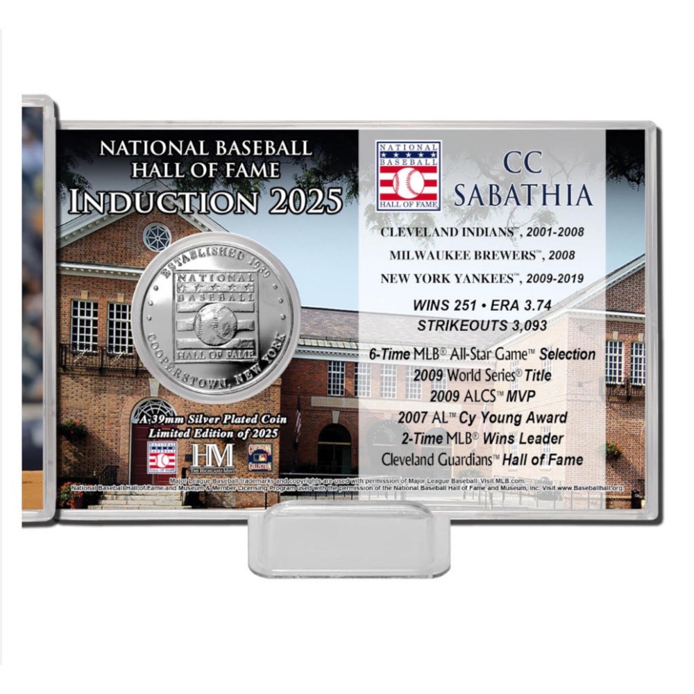 古柏鎮名人堂 CC Sabathia 硬幣卡-細節圖2