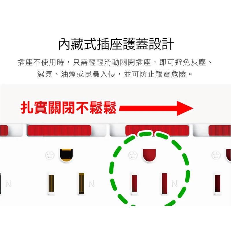 [買酷小舖] 台灣製造 保護傘 加強版 延長線 防塵延長線7切6座3P PU-3763S 電腦延長線 3P延長線 抗雷擊-細節圖4