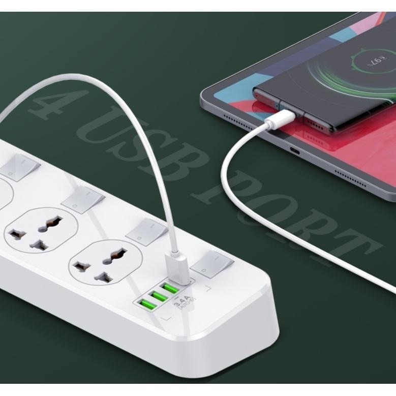 [比蝦皮便宜]力德諾 高品質 220v延長線 2500w 附4孔USB充電孔 全長2米 標準台灣3P插頭 美規3P插頭-細節圖2