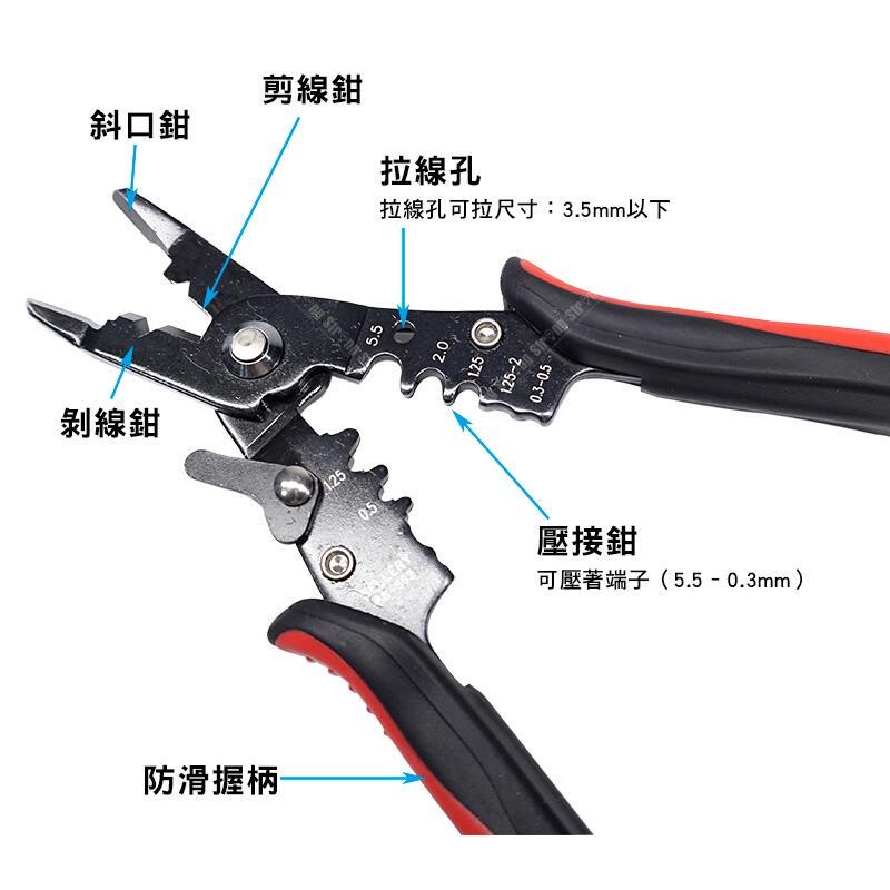 [買酷小舖] SELLERY 5合1多功能鉗(技職檢定考試專用鉗) 考試專用鉗 多功能鉗 壓接鉗 剝線鉗 88-562-細節圖4