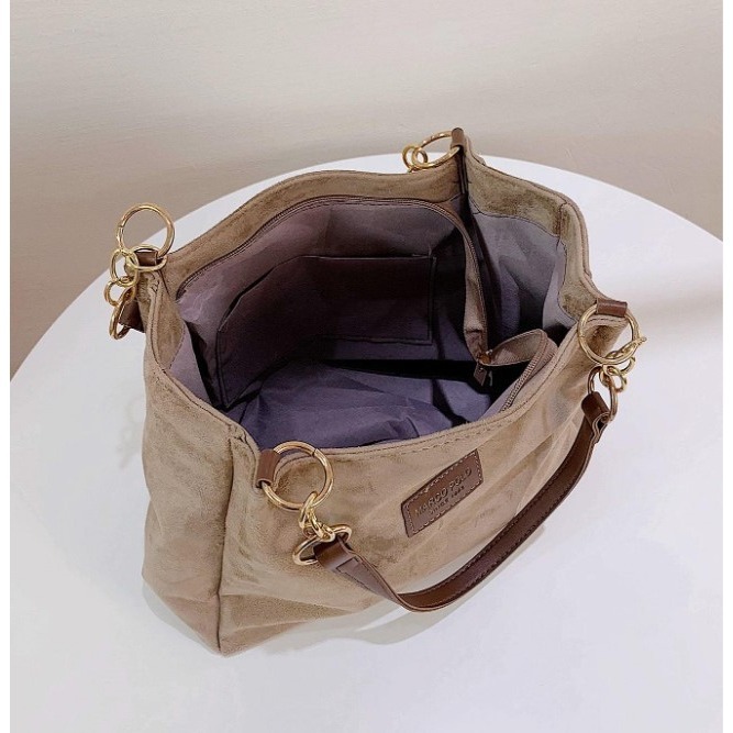 CAMINI-纯色仿麂皮手提包/托特包-細節圖7