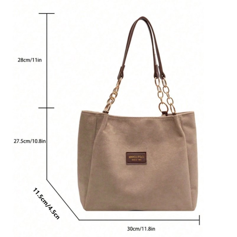 CAMINI-纯色仿麂皮手提包/托特包-細節圖10