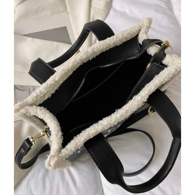 CAMINI-秋冬蓬鬆裝飾女士單肩包斜背包托特包-細節圖2