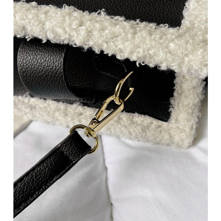 CAMINI-秋冬蓬鬆裝飾女士單肩包斜背包托特包-細節圖3