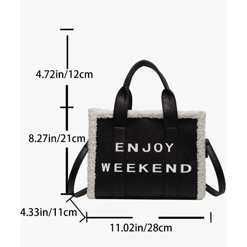 CAMINI-秋冬蓬鬆裝飾女士單肩包斜背包托特包-細節圖5